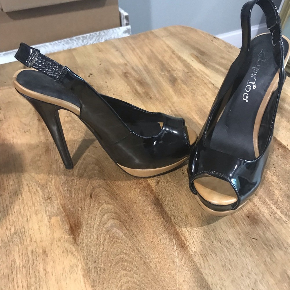 Black open toe high heels